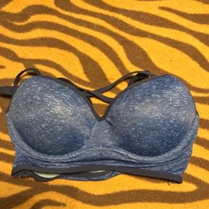 Pink strappy front push up bralette